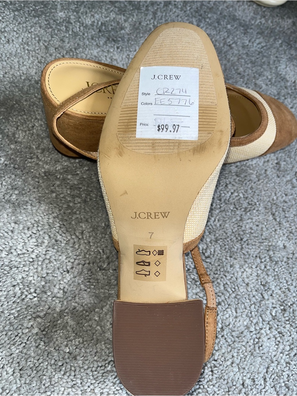 NWT J.Crew Woven Slingback Heels 7 - Picture 6 of 7